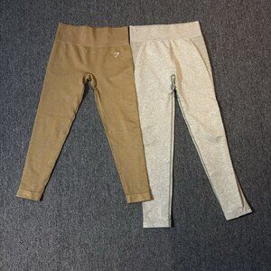 GYMSHARK Womens L Lot of 2 Pair Seamless Compression Leggings Athletic